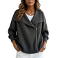 🍂Autumn Hot Sale 60% OFF🔥Women’s Asymmetric Zip Up Sweater Jacket, Chic Knit Cardigan with Drape Collar, Casual Loose Fit Outerwear🧥