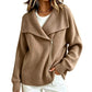🍂Autumn Hot Sale 60% OFF🔥Women’s Asymmetric Zip Up Sweater Jacket, Chic Knit Cardigan with Drape Collar, Casual Loose Fit Outerwear🧥