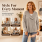 🍂Autumn Hot Sale 60% OFF🔥Women’s Asymmetric Zip Up Sweater Jacket, Chic Knit Cardigan with Drape Collar, Casual Loose Fit Outerwear🧥