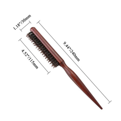 🪵Black Friday Hot Sale 50% OFF! 🪮 Natural Boar Bristle Rat Tail Styling Brush, Wooden Anti-Static Teasing Comb for Hair Sectioning & Root Volume 💁‍♀️