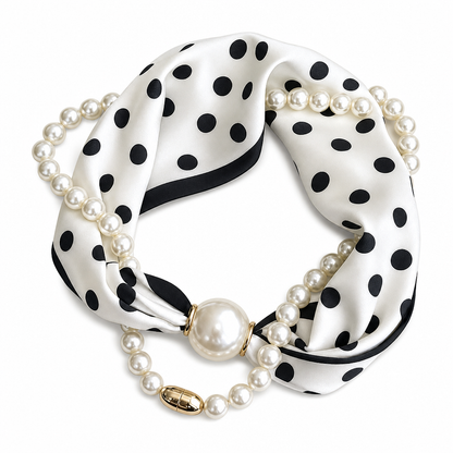 🎁Christmas Hot Sale 50% OFF📿Pearl Scarf Necklace|Elegant Faux Pearl Beaded Choker Satin Neck Scarf for Women💎