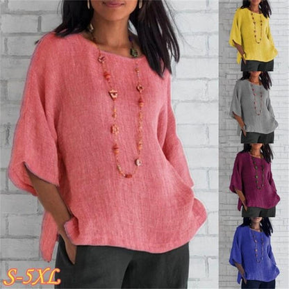 Spring 2024 fashion solid color cotton linen top✨Buy 2 get 10% Off Auto & Free Shipping