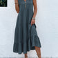 Button Detail Layered Hem Smock Dress