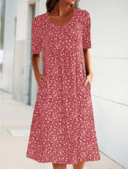 🎁2024 New Year Hot Sale🎁Casual Women Scoop Neck Floral Dress (8 Colors with Pockets)