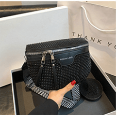 Fashion Rhinestone PU Leather Waist Bag