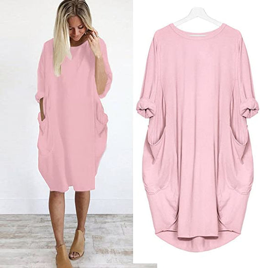 Hot sale💝 Women Casual Loose Pocket Long Sleeves Dress🌟FREE SHIPPING