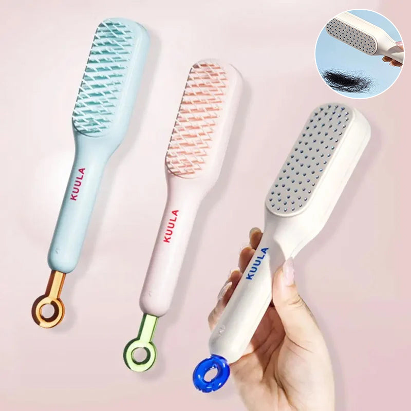 Self-Cleaning Anti-Static Massage Comb – blauue