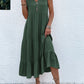 Button Detail Layered Hem Smock Dress