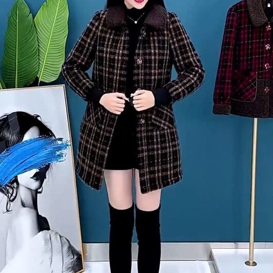 [💝Women’s Gift] Women's Plush Thick Mid Length Jacket Coat